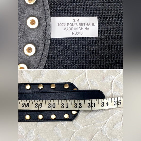 🆕 True Religion Belt Womens Small Medium Black Wide Studded Elastic Stretch NWT - Picture 10 of 10